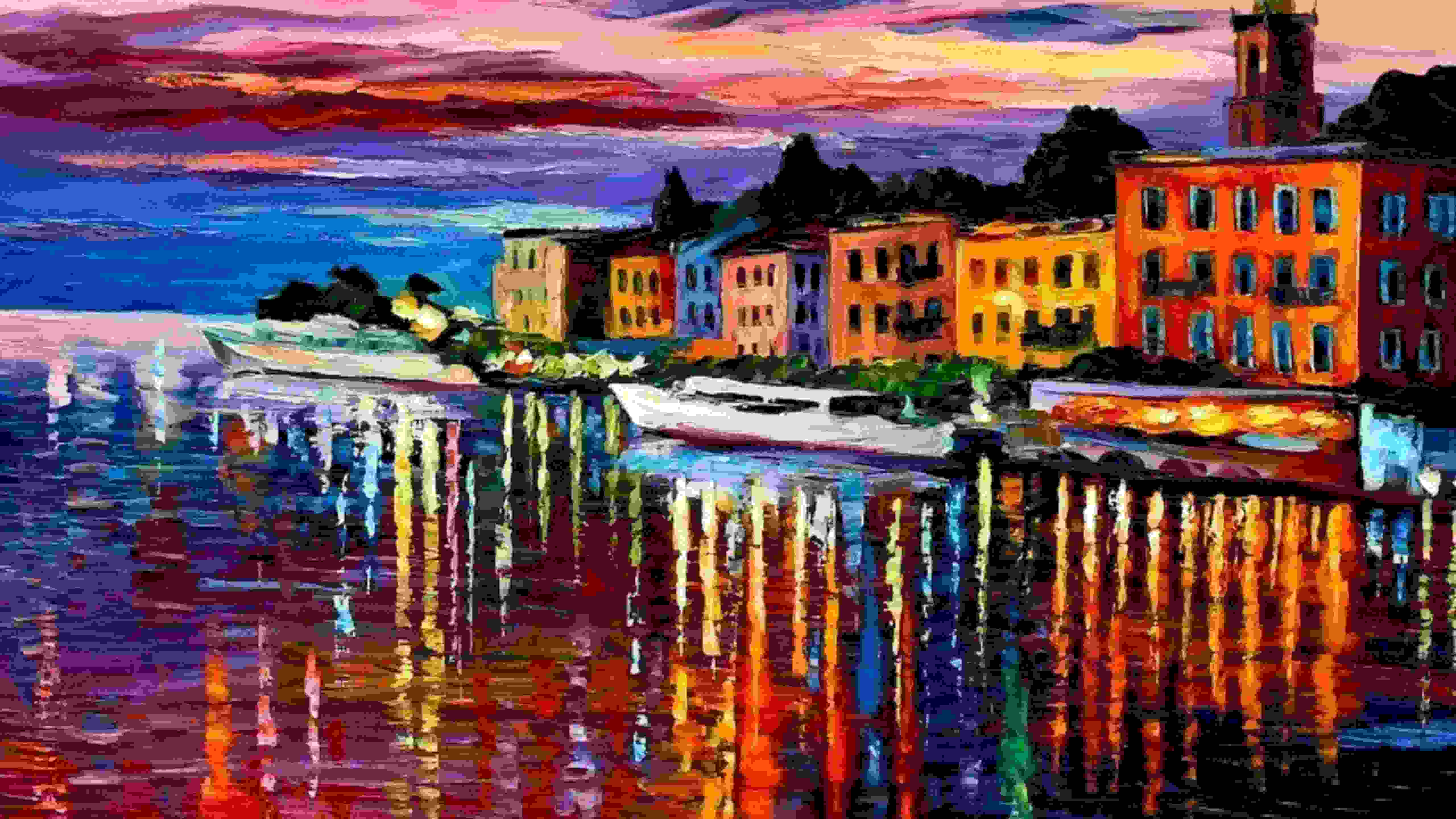 Artwork Building Water Oil Painting