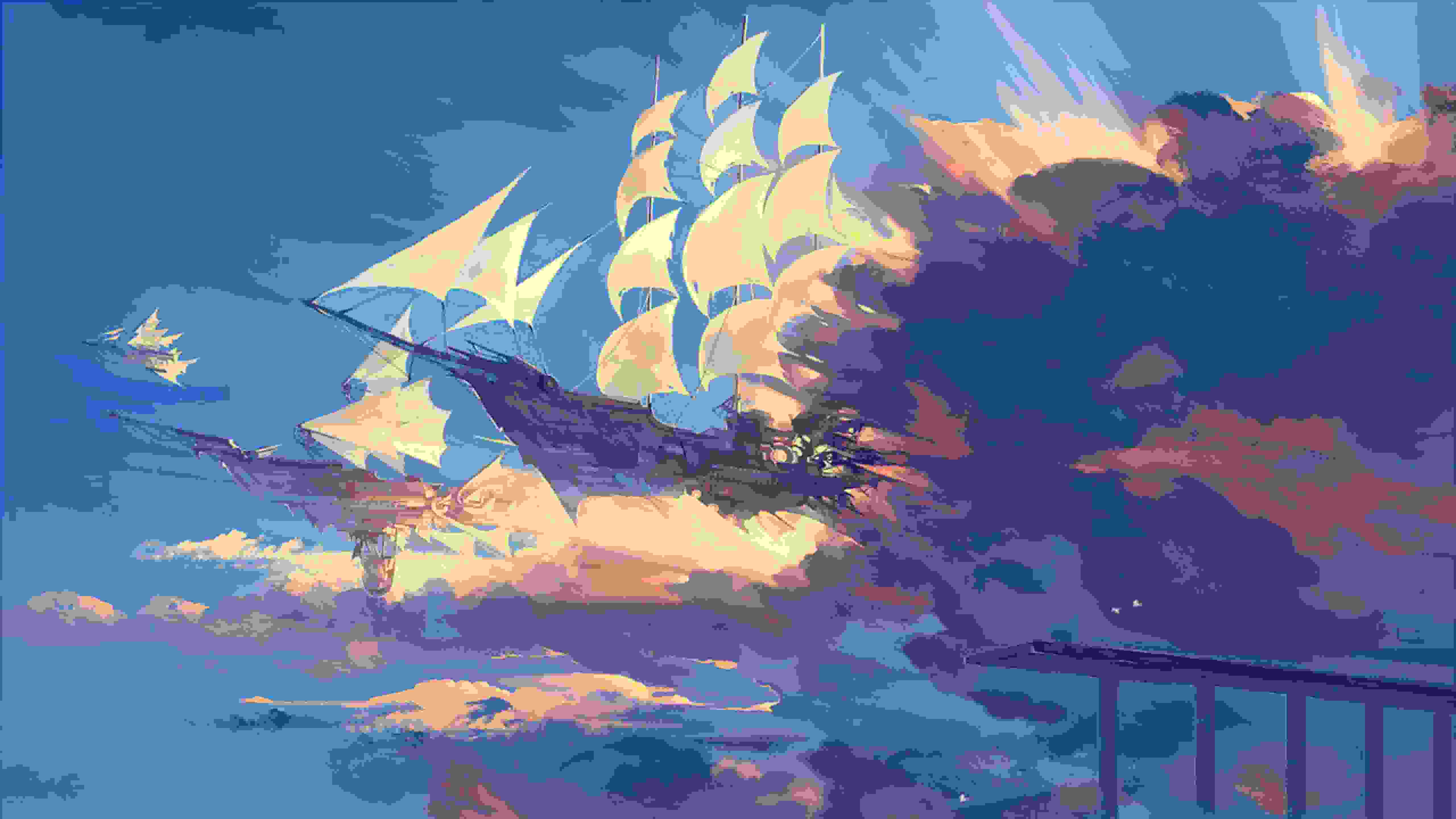 Black and Beige Sailing Boat Painting