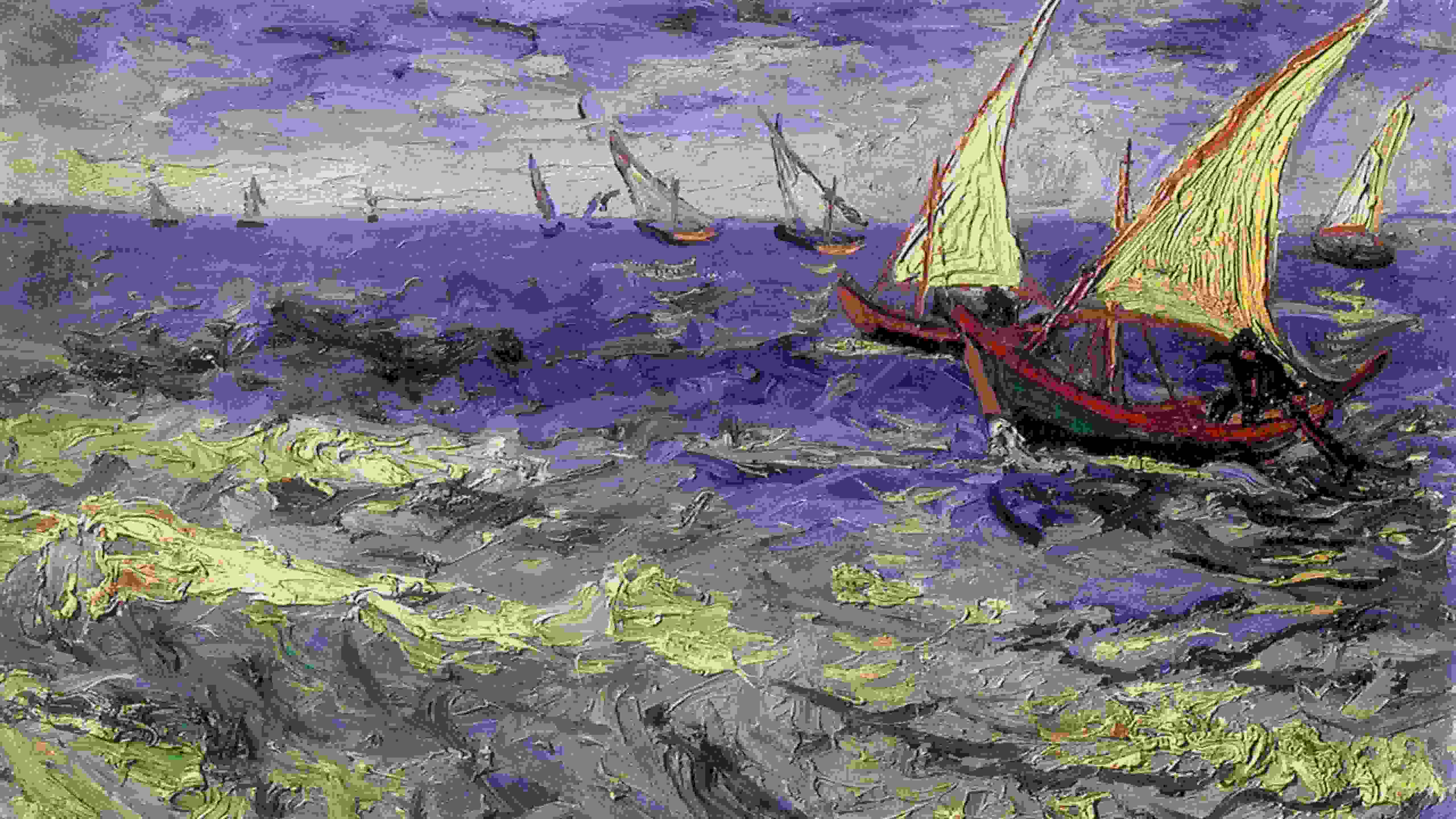 Boat Painting Sea - Vincent Van Gogh