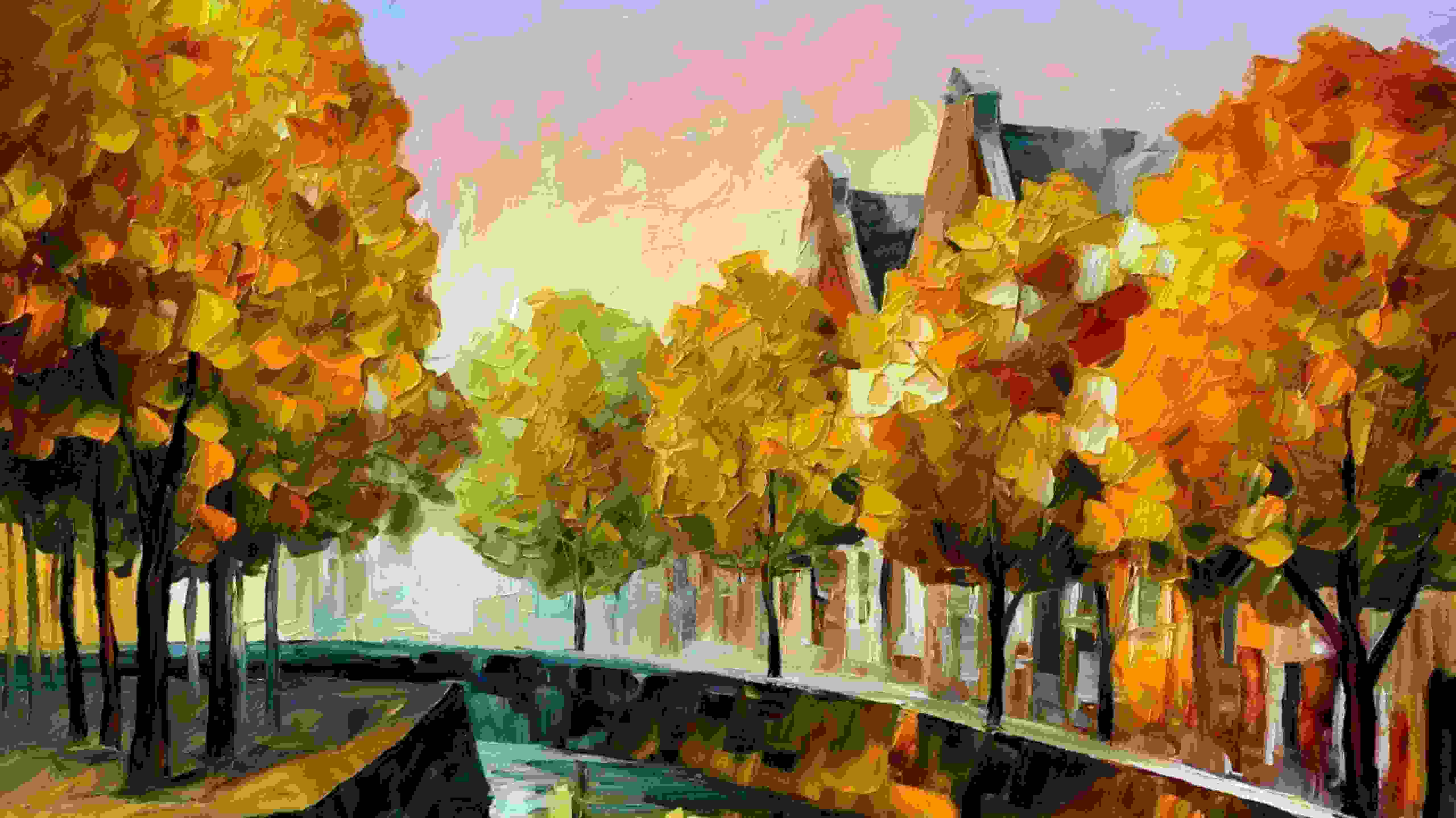 Orange Leafed Tree Painting