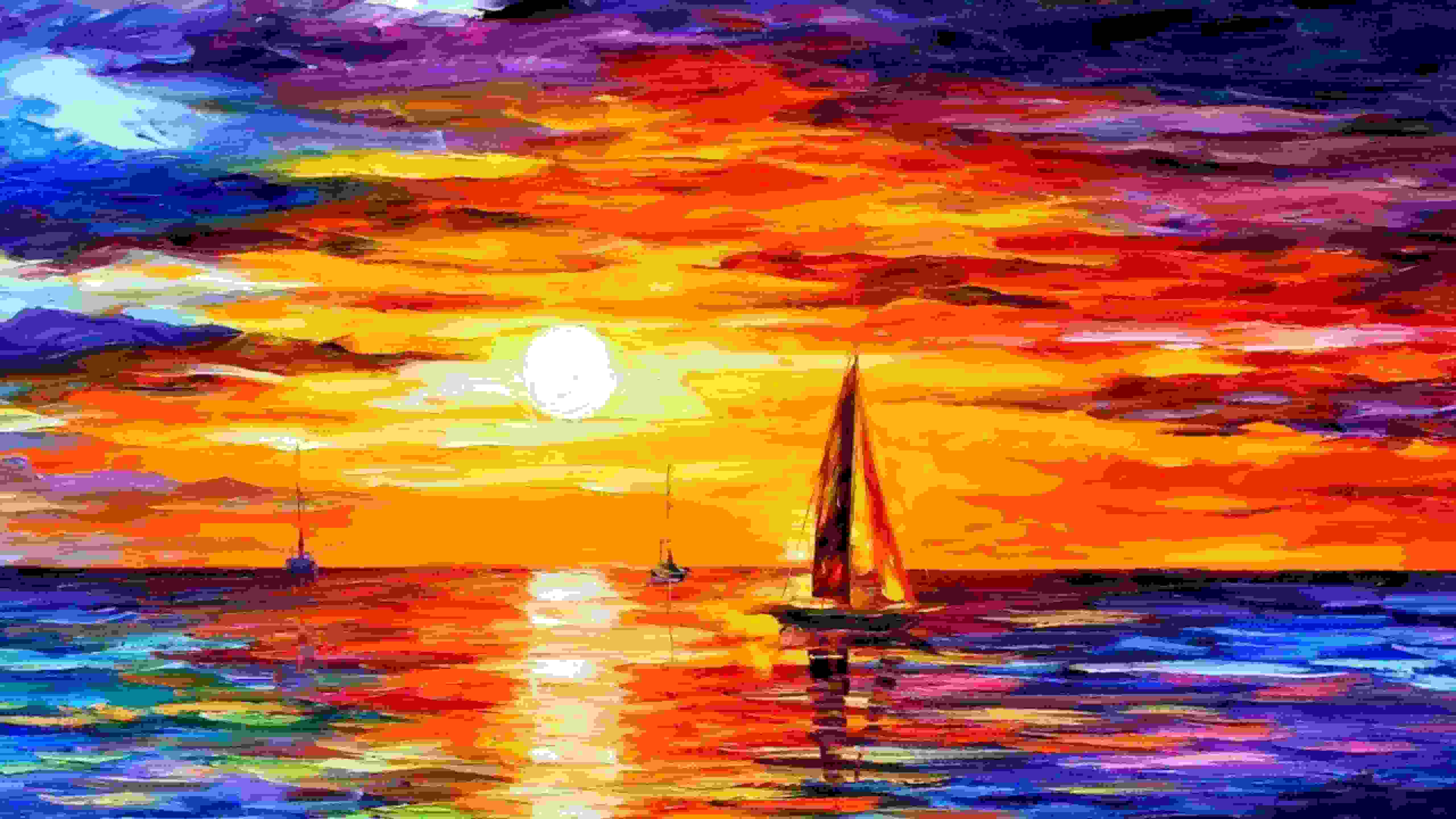Painting of multicolored Sailboat